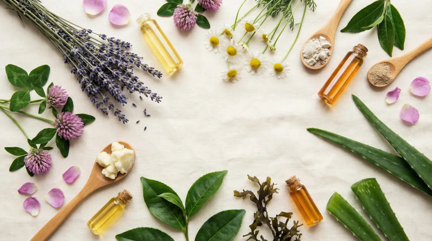 Organic botanical ingredients - natural herbs and flowers used in Irish skincare formulations